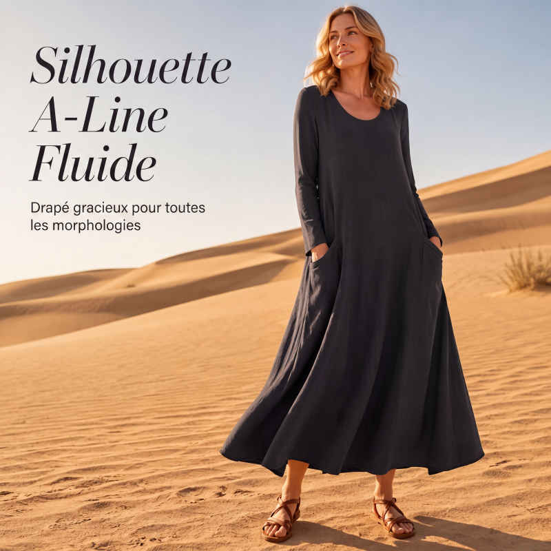 Robe à manches longues unie pour femme