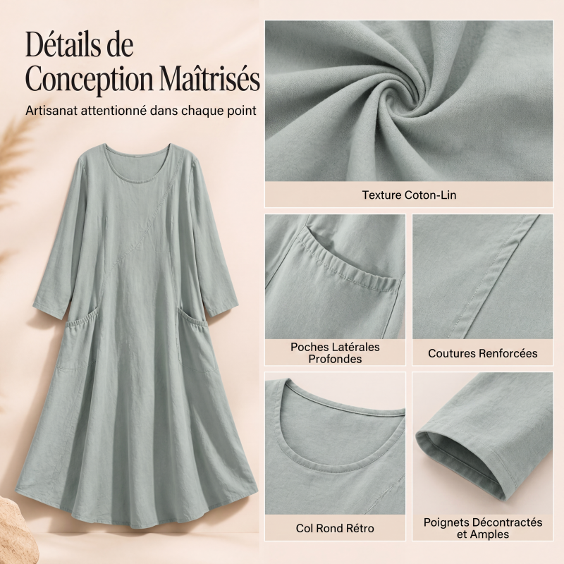 Robe à manches longues unie pour femme