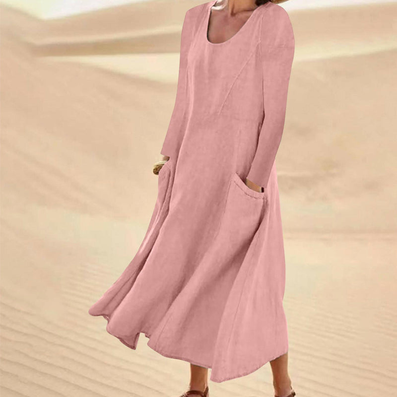 Robe à manches longues unie pour femme