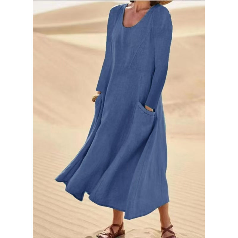 Robe à manches longues unie pour femme