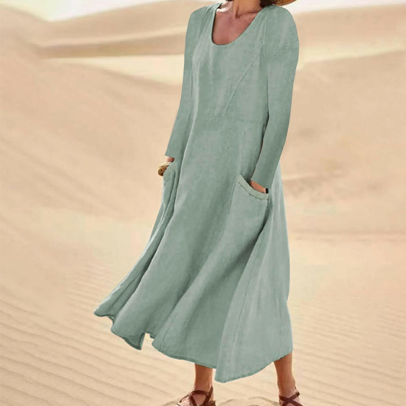 Robe à manches longues unie pour femme