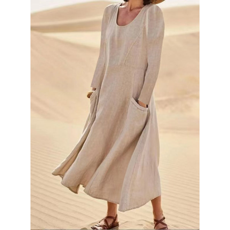 Robe à manches longues unie pour femme