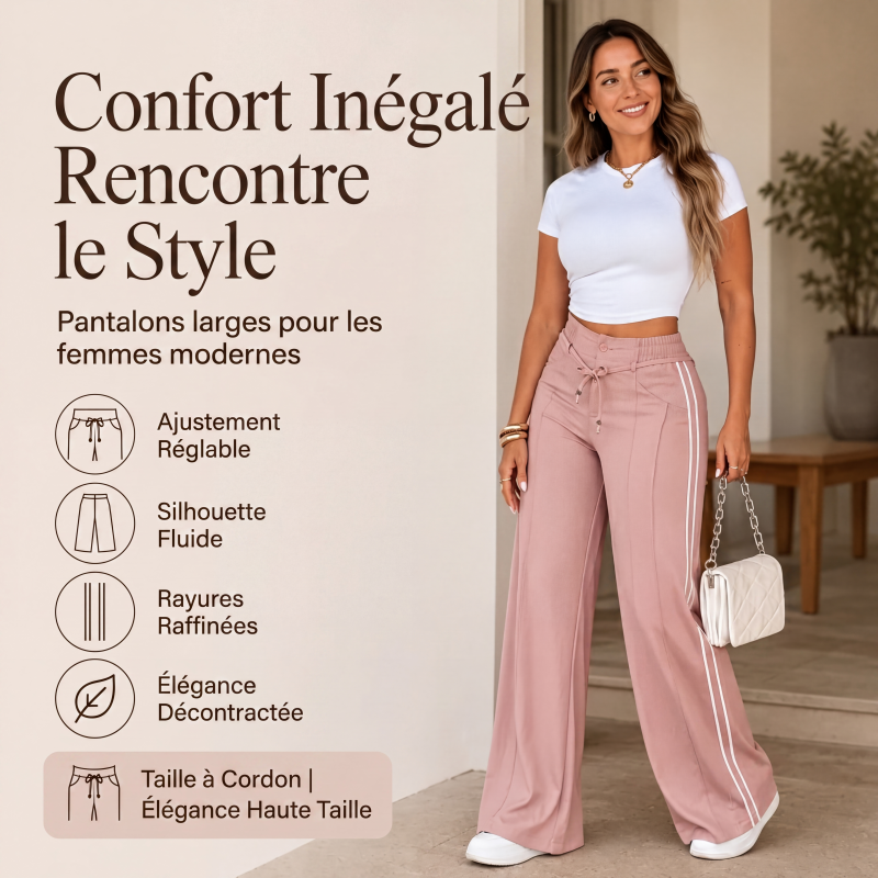 🌙 OFFRE LIMITÉE -50% ! 💕 Pantalon large à cordon pour femme
