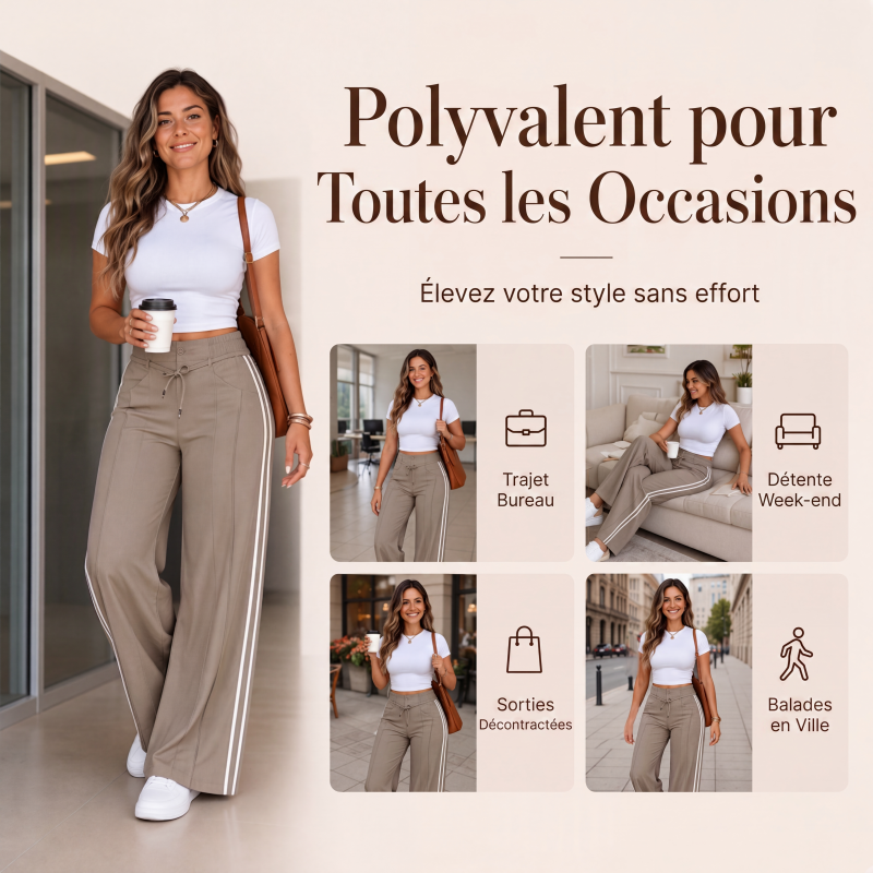 🌙 OFFRE LIMITÉE -50% ! 💕 Pantalon large à cordon pour femme
