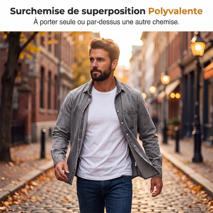 📢📢50% DE RÉDUCTION !! ⏰ Chemise en denim délavé rétro pour homme