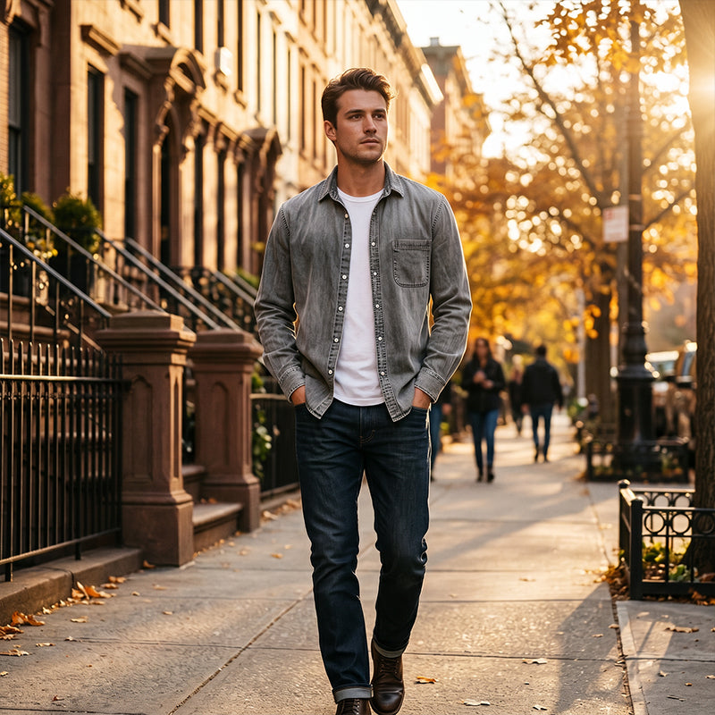 📢📢50% DE RÉDUCTION !! ⏰ Chemise en denim délavé rétro pour homme