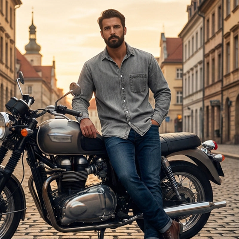📢📢50% DE RÉDUCTION !! ⏰ Chemise en denim délavé rétro pour homme