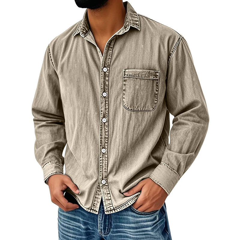 📢📢50% DE RÉDUCTION !! ⏰ Chemise en denim délavé rétro pour homme