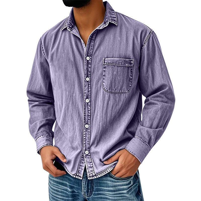 📢📢50% DE RÉDUCTION !! ⏰ Chemise en denim délavé rétro pour homme