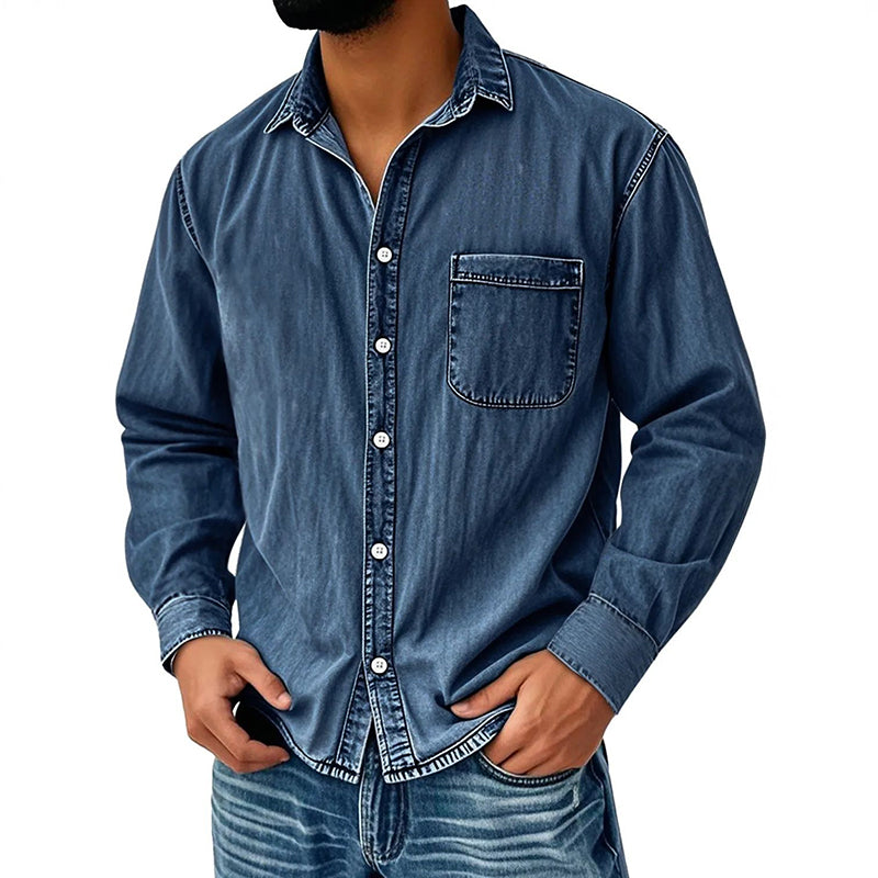 📢📢50% DE RÉDUCTION !! ⏰ Chemise en denim délavé rétro pour homme