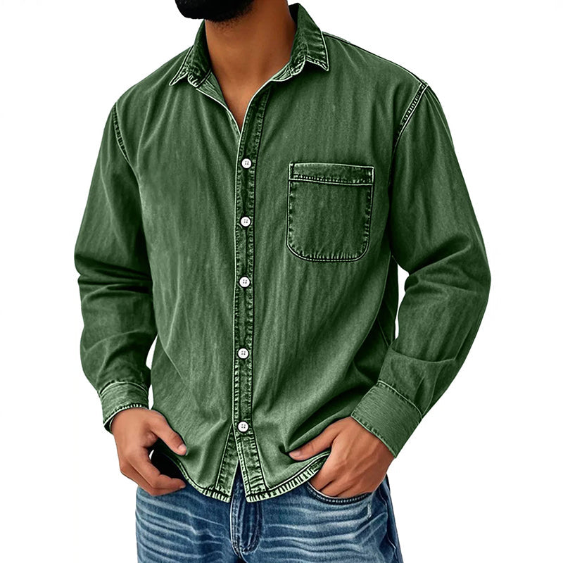 📢📢50% DE RÉDUCTION !! ⏰ Chemise en denim délavé rétro pour homme