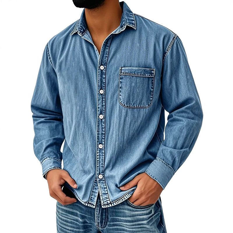 📢📢50% DE RÉDUCTION !! ⏰ Chemise en denim délavé rétro pour homme