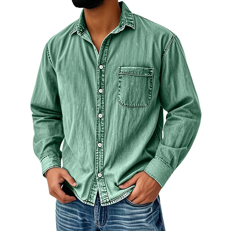 📢📢50% DE RÉDUCTION !! ⏰ Chemise en denim délavé rétro pour homme