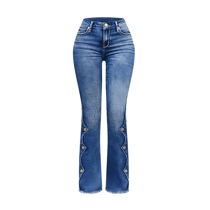Jean flare délavé taille haute pour femme