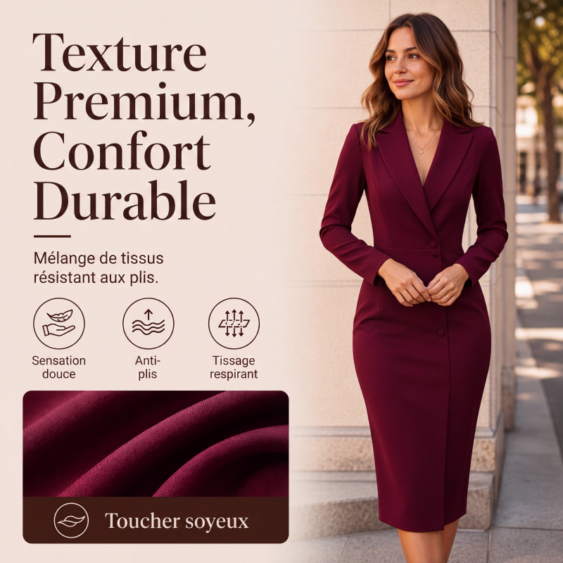Robe blazer élégante asymétrique à boutonnage simple pour femme