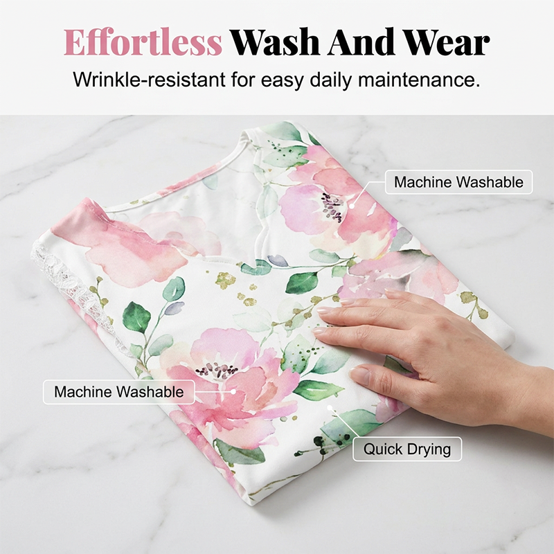 Robe Femme à Imprimé Floral et Manches en Dentelle