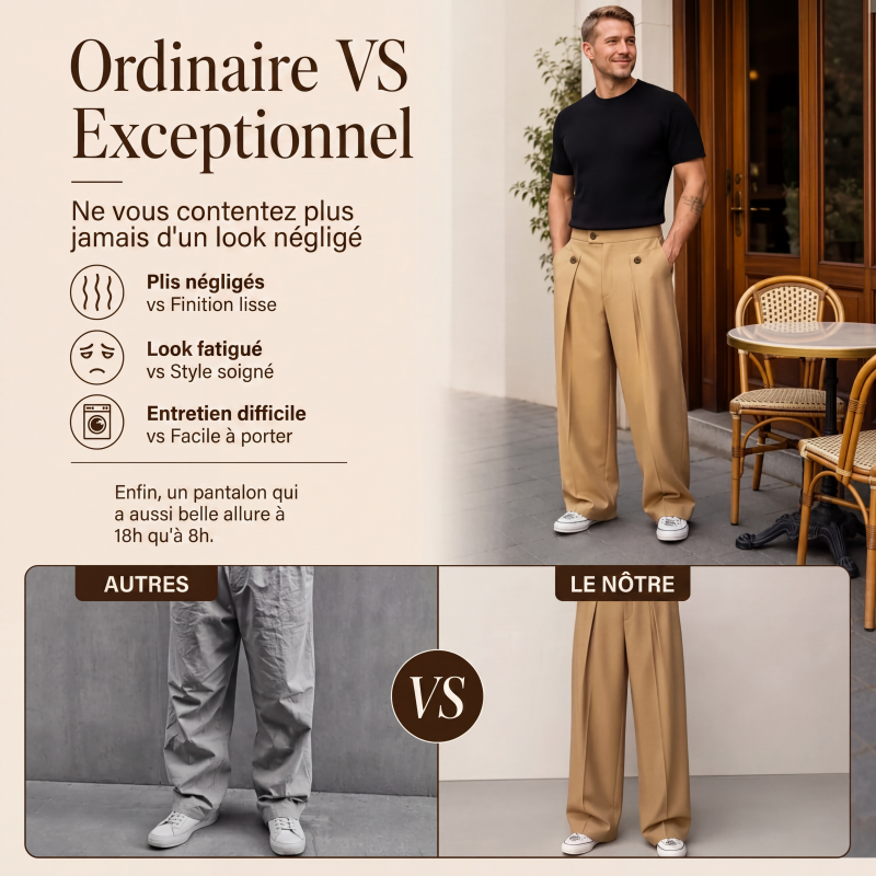 Pantalon homme coupe droite infroissable