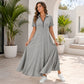 Robe longue décontractée pour femme, couleur unie, avec fermeture éclair