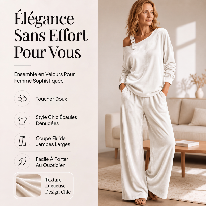 Ensemble haut épaules dénudées et pantalon large pour femme