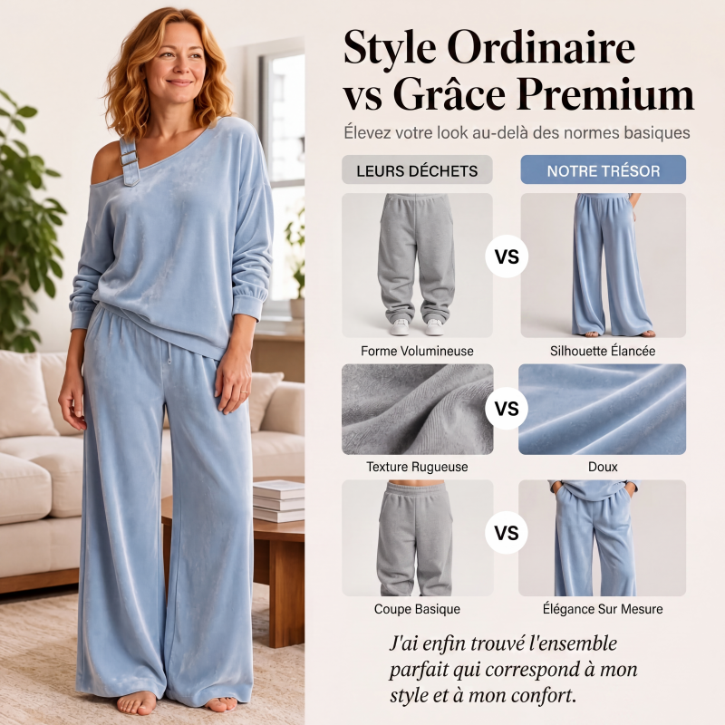 Ensemble haut épaules dénudées et pantalon large pour femme
