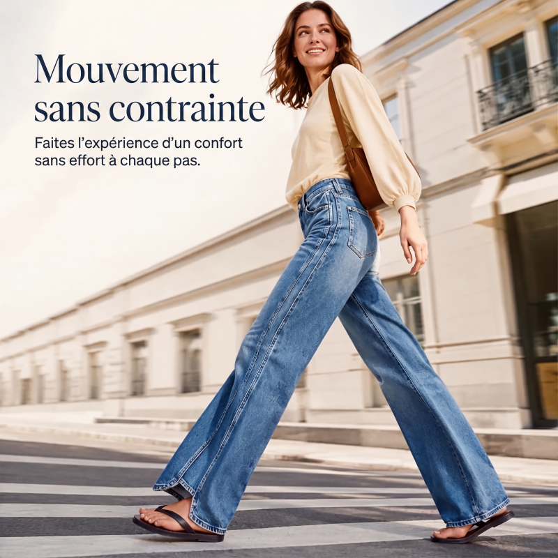 🌸 OFFRE LIMITÉE –50% ! ✨ Jeans taille haute jambes larges pour femme