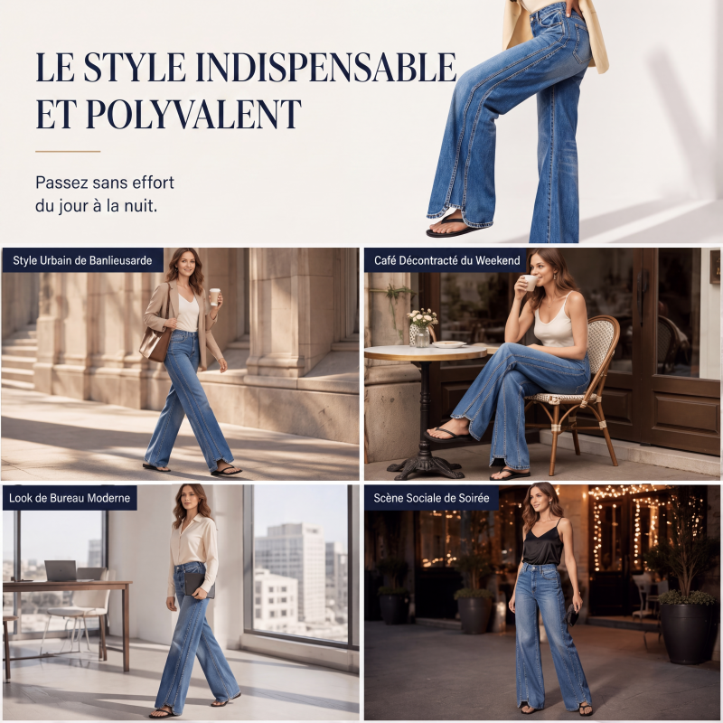 🌸 OFFRE LIMITÉE –50% ! ✨ Jeans taille haute jambes larges pour femme