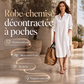 Robe chemise oversize pour femme en coton et lin avec poches