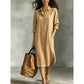 Robe chemise oversize pour femme en coton et lin avec poches