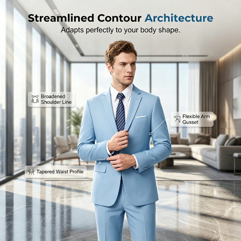 Costume d’affaires moderne coupe ajustée 2 pièces pour homme