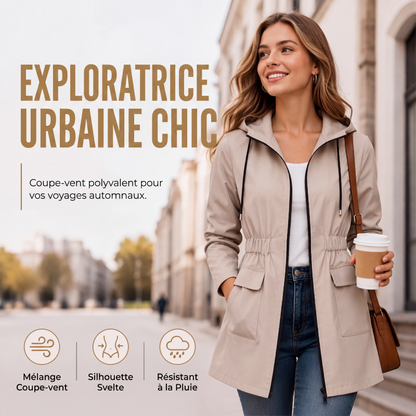 Veste de imperméable à capuche résistante à l'eau pour femme