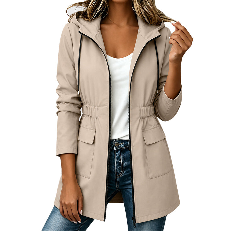Veste de imperméable à capuche résistante à l'eau pour femme