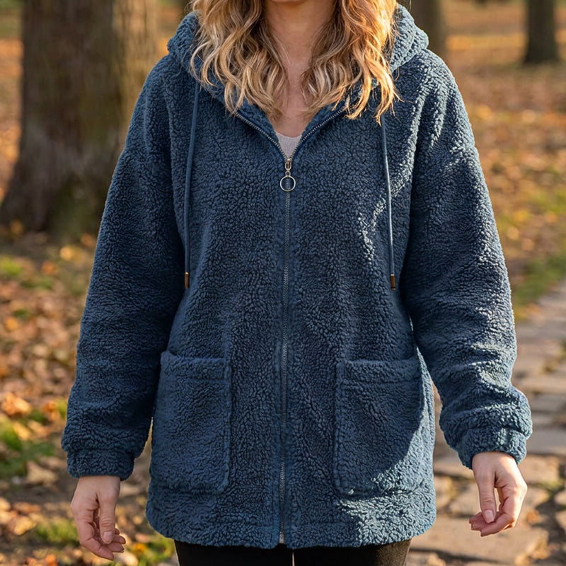 Sweat à capuche ample en sherpa pour femme
