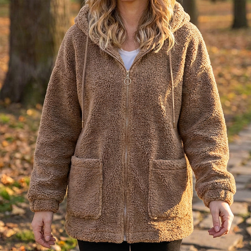 Sweat à capuche ample en sherpa pour femme