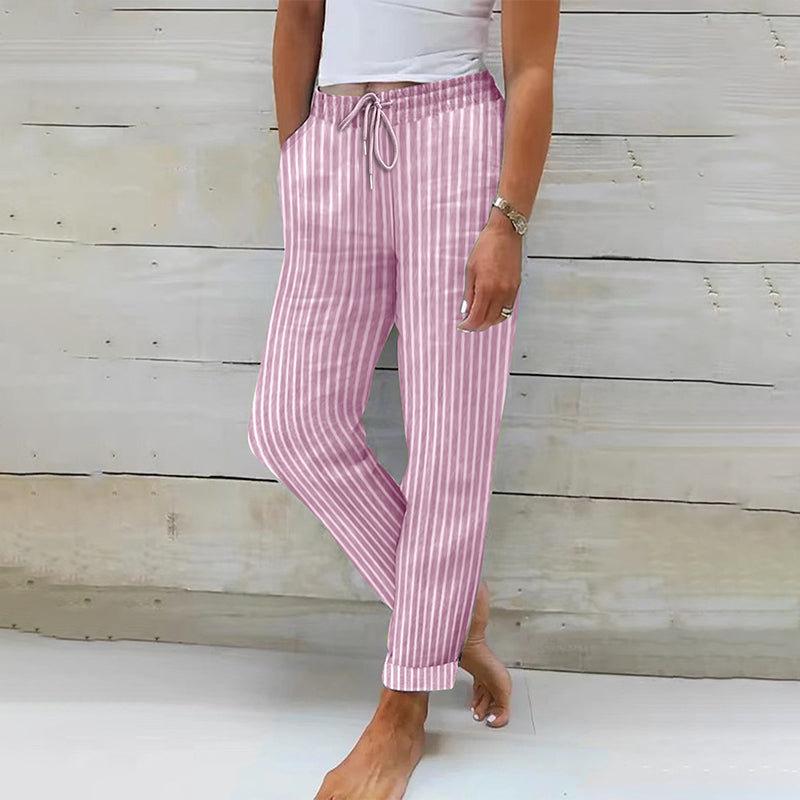 Pantalon ample en coton et lin pour femme