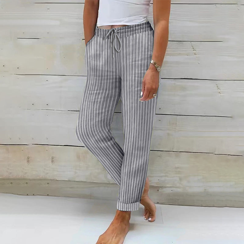 Pantalon ample en coton et lin pour femme