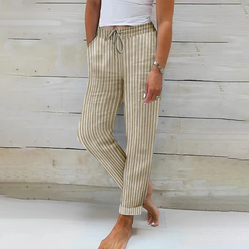 Pantalon ample en coton et lin pour femme