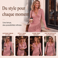 Robe longue à manches longues et franges pour femme, coupe ajustée