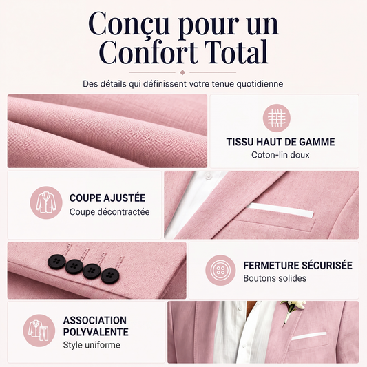 Blazer classique pour homme, coupe ajustée, deux boutons