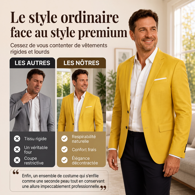Blazer classique pour homme, coupe ajustée, deux boutons