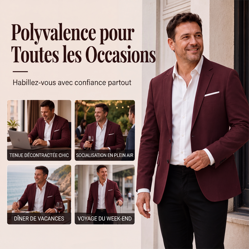Blazer classique pour homme, coupe ajustée, deux boutons