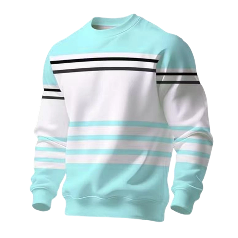 Sweatshirt à manches longues rayé et colorblock pour homme