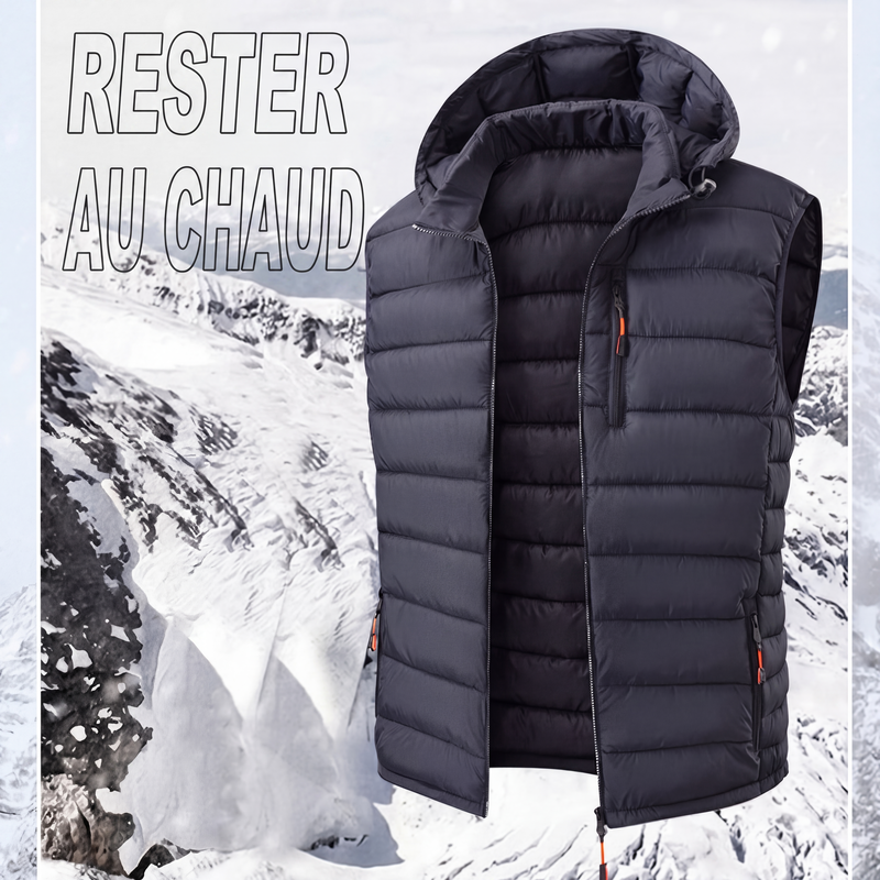 Gilet matelassé d'hiver pour homme avec capuche amovible