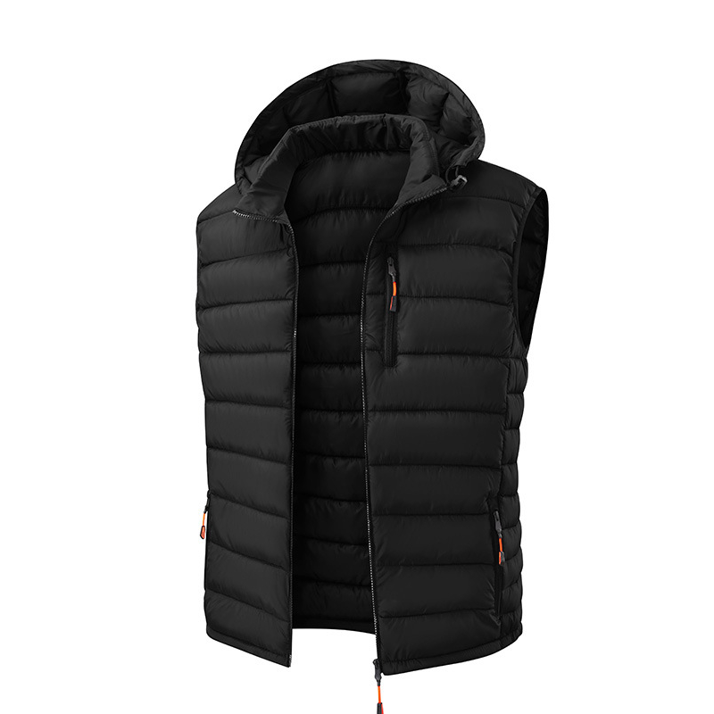 Gilet matelassé d'hiver pour homme avec capuche amovible