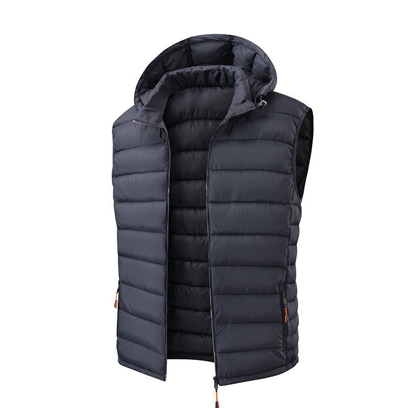 Gilet matelassé d'hiver pour homme avec capuche amovible