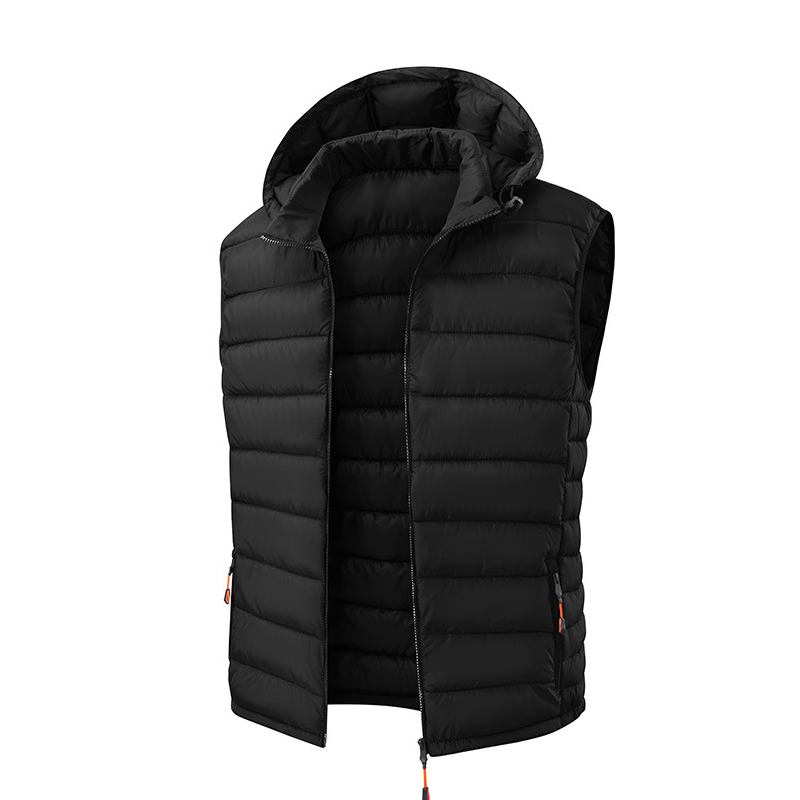 Gilet matelassé d'hiver pour homme avec capuche amovible