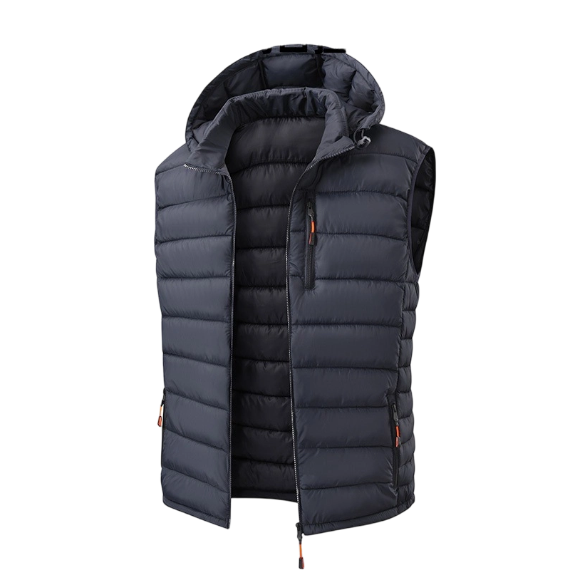 Gilet matelassé d'hiver pour homme avec capuche amovible