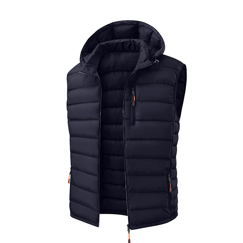 Gilet matelassé d'hiver pour homme avec capuche amovible