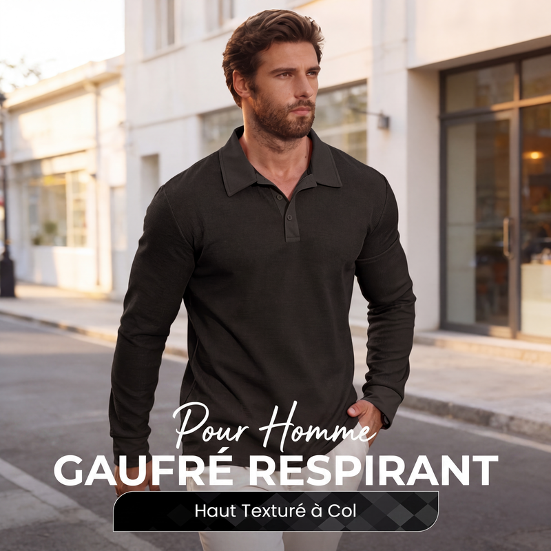Haut col pour homme respirant avec texture en nid d'abeille