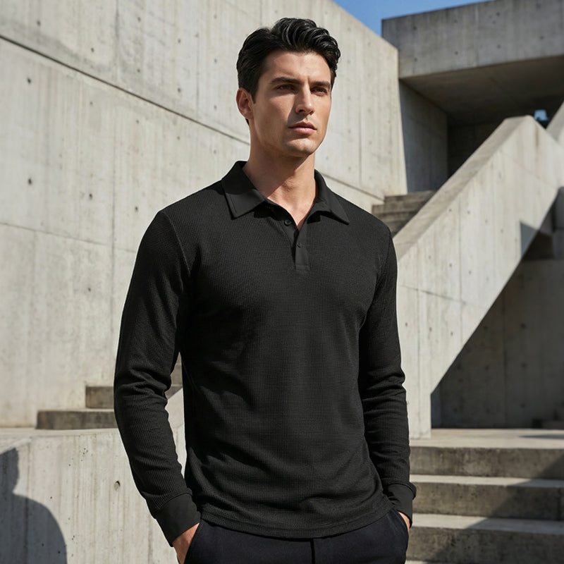 Haut col pour homme respirant avec texture en nid d'abeille