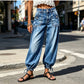 📢📢 50% DE RÉDUCTION ! ✨ Jeans barrel extensibles taille haute pour femme